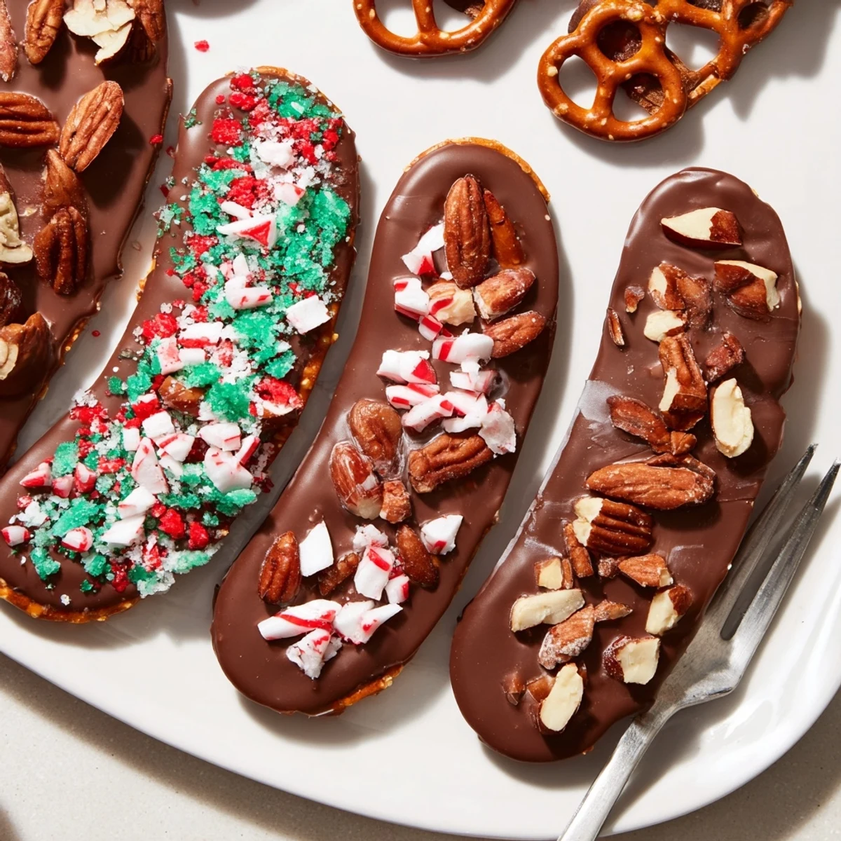 Irresistible Holiday Snack Chocolate Pretzel Thins, perfect for gifting or holiday snacking.
