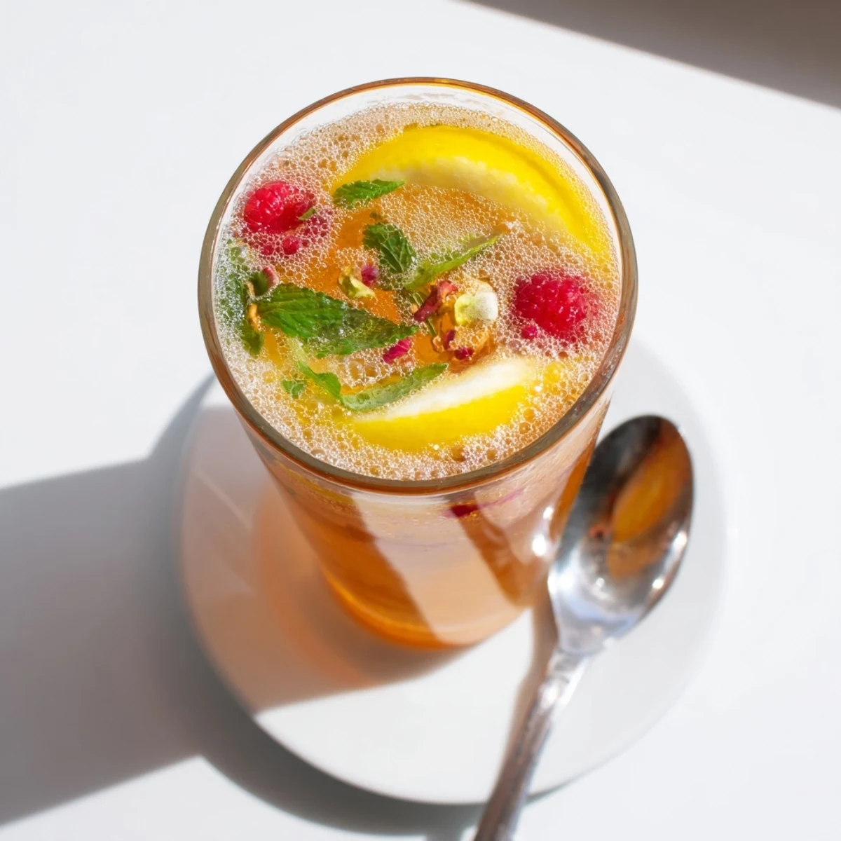 Freshly brewed Kombucha-style home-brew mocktails with fruits and herbs for health lovers.  