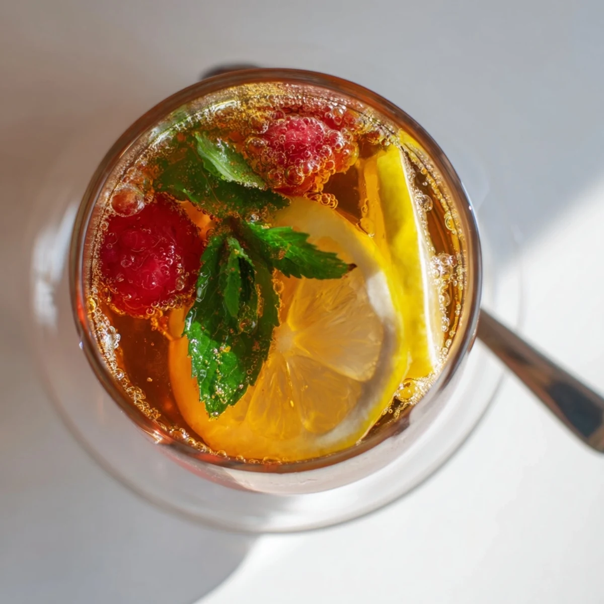 Sparkling kombucha-style mocktails infused with vibrant berries and aromatic herbs for refreshing sips.