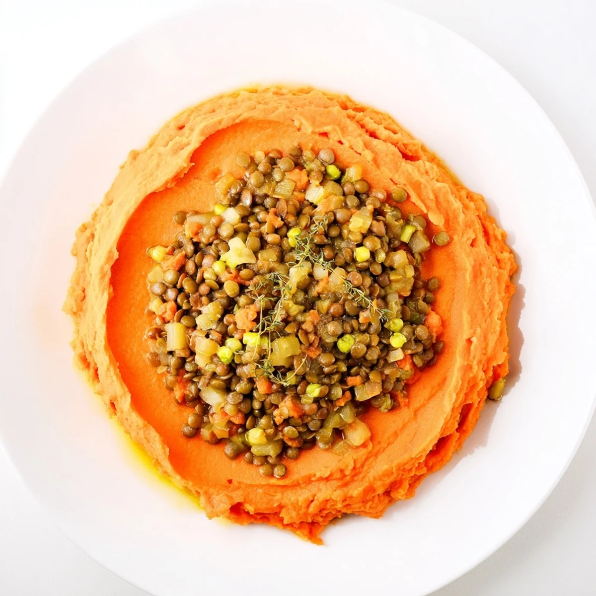 Golden-topped Veggie Shepherd's Pie showing a comforting plant-based meal ready to be served hot.