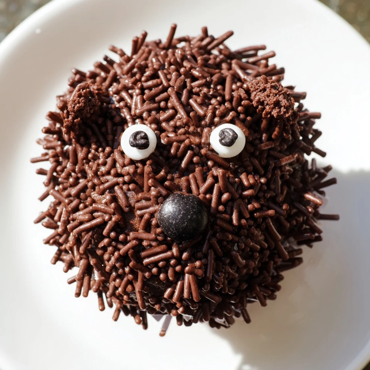 A delightful Hedgehog Cupcake Tower with fluffy chocolate frosting and chocolate sprinkle spikes looks amazing.