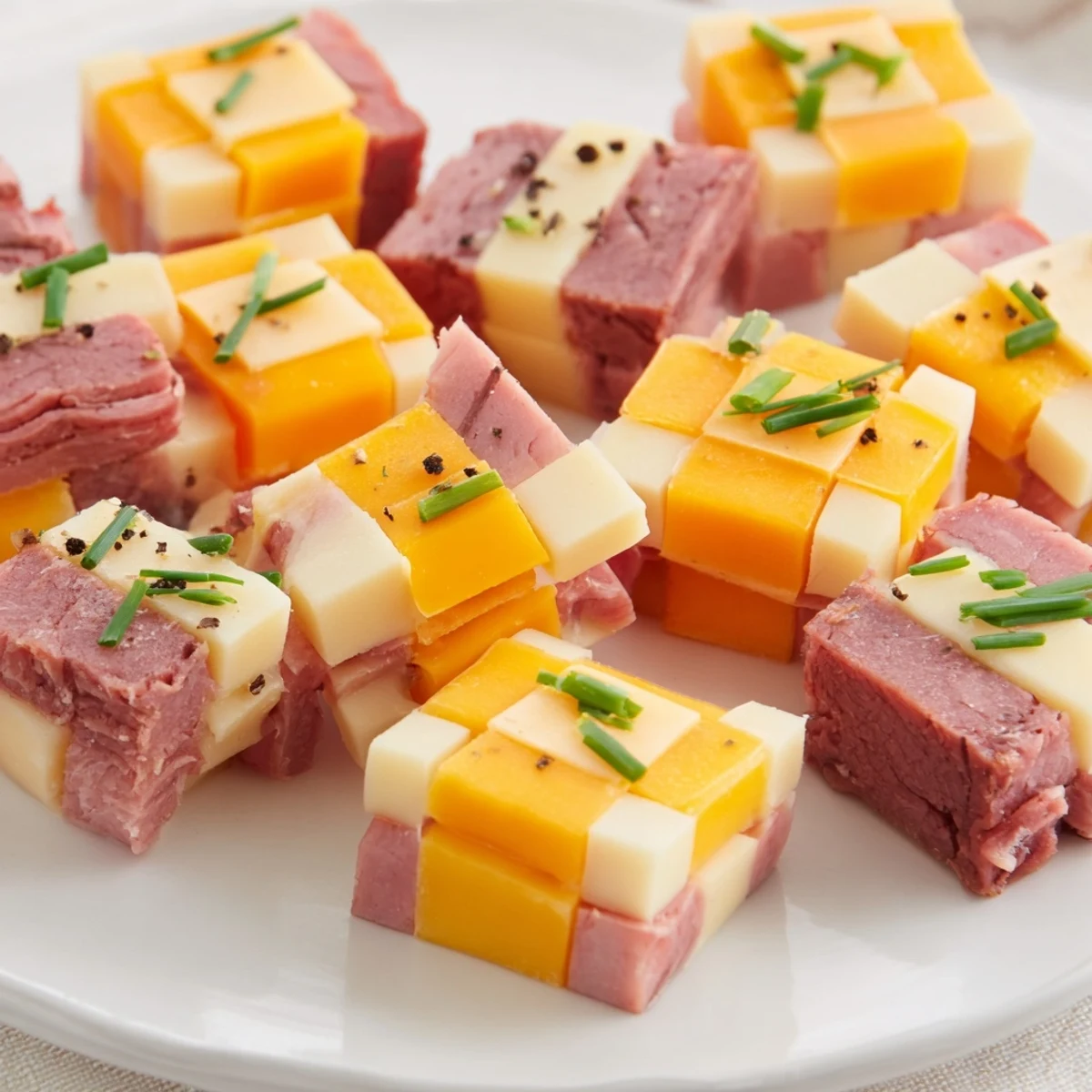 These Checkerboard Picnic Bites offer a colorful contrast: squares of meat and cheese arranged perfectly.
