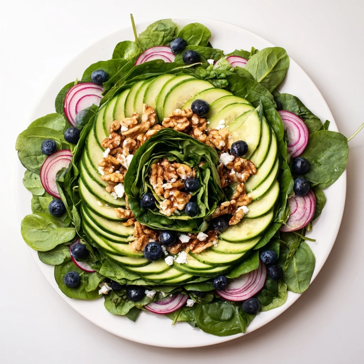 This healthy Fibonacci Fan Salad features a stunning array of textures, colors, and a zesty lemon dressing.