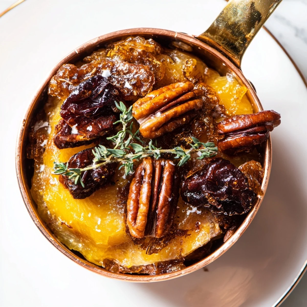 Rustic The Copper Kettle, boasting a sweet and savory melody of dates, nuts, and onions.