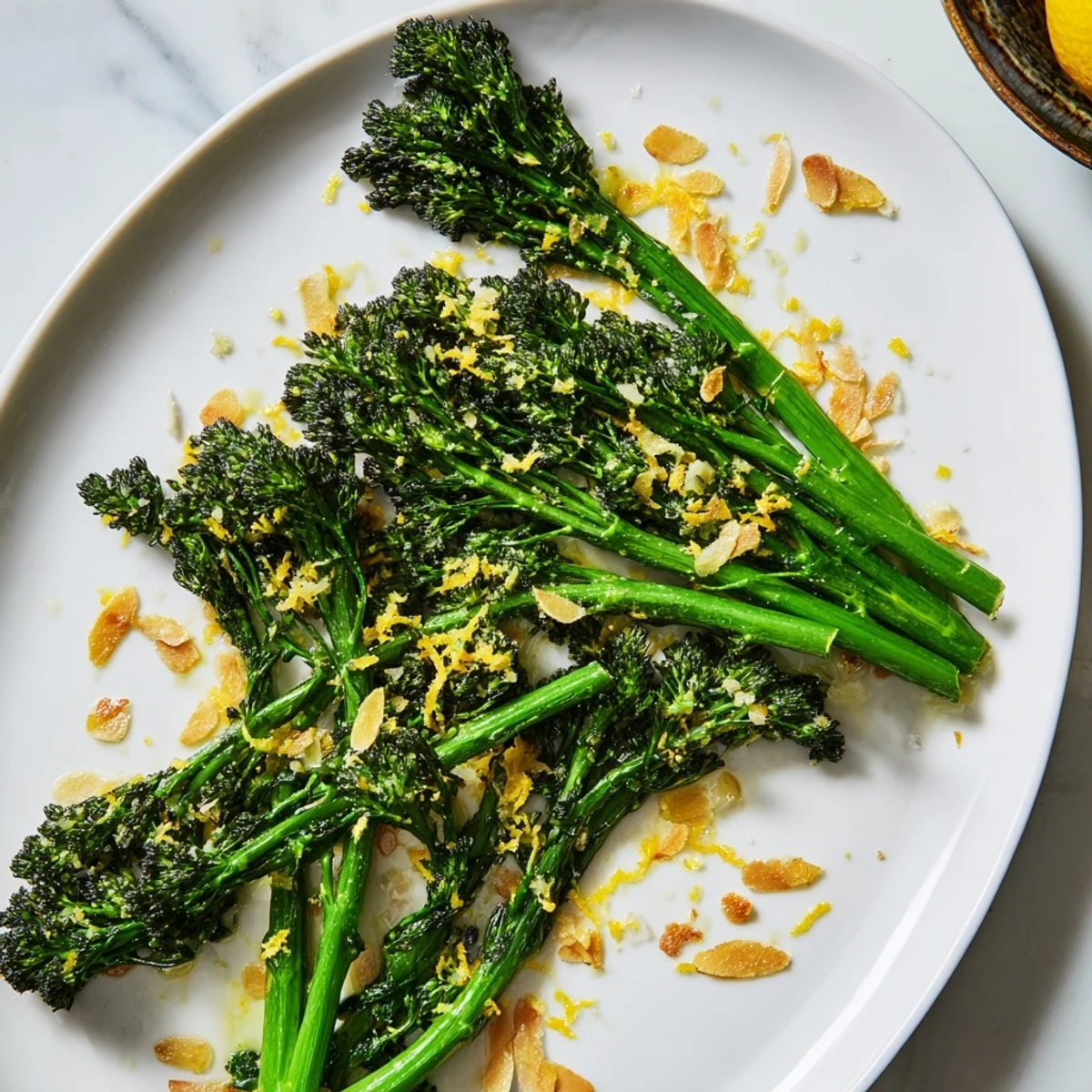 Air-fried broccolini transformed into a delicious salad with zesty lemon, perfect for a light meal.