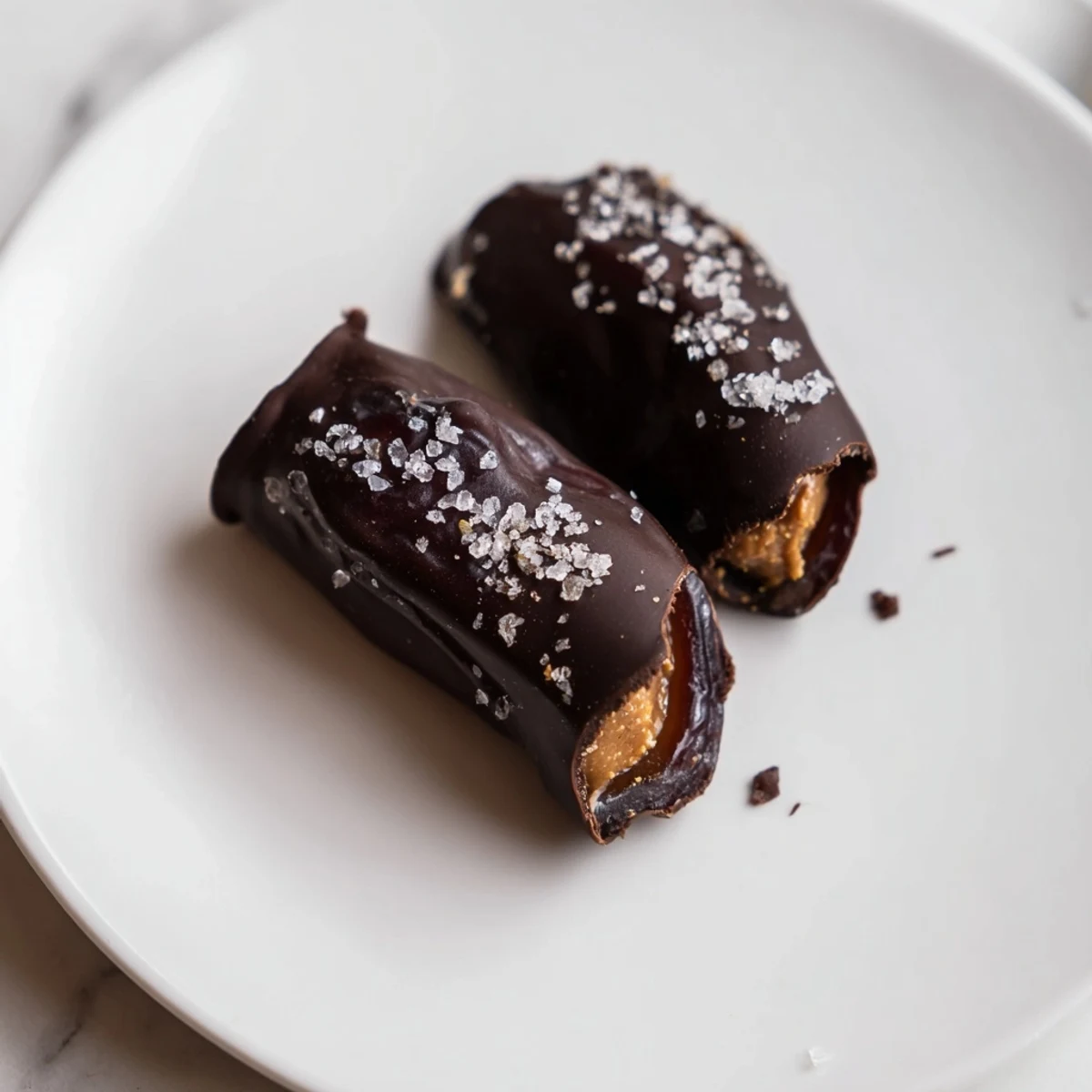 Image of glorious Chocolate Peanut Butter Dates, drizzled with chocolate, ready for a delicious, healthy treat.