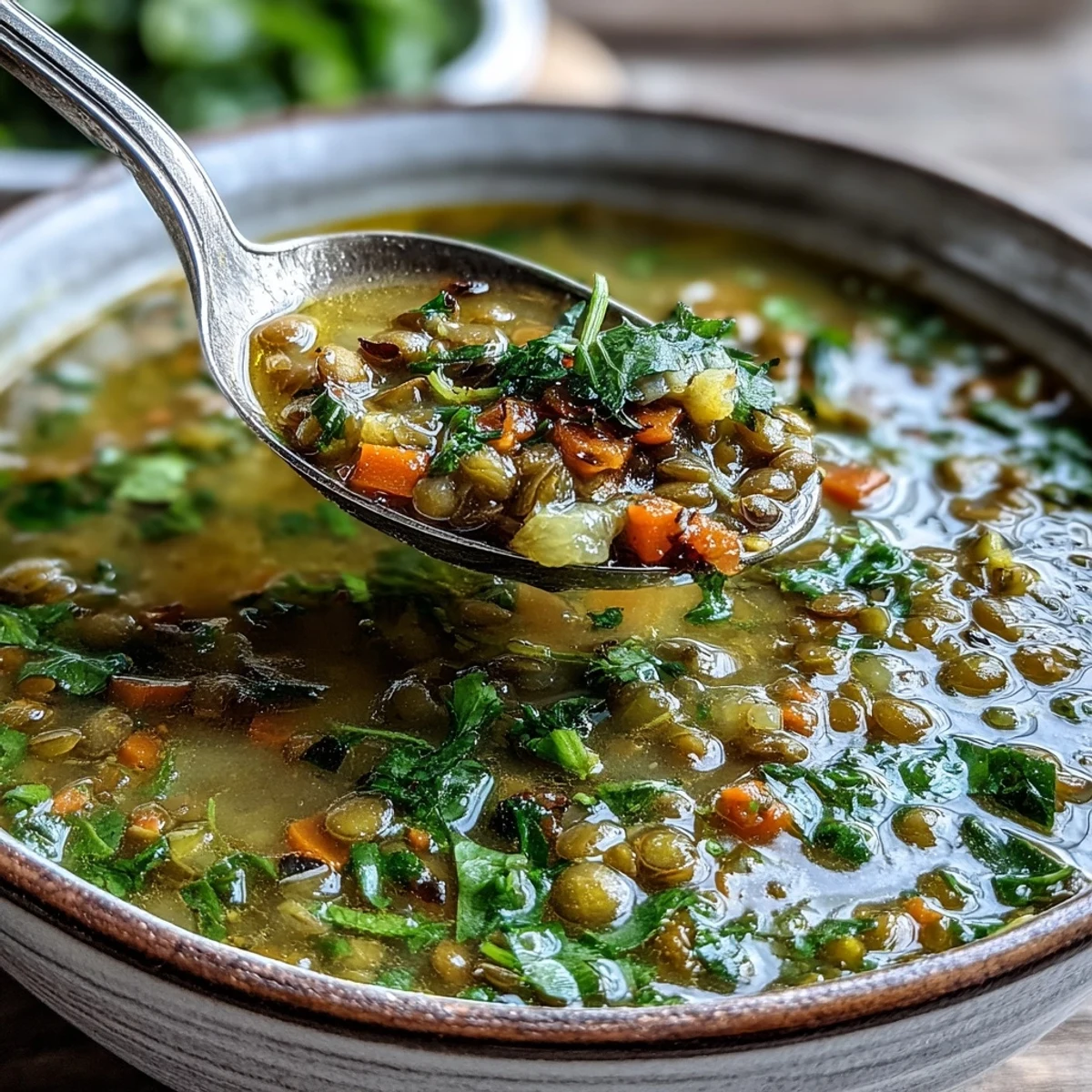 Golden mung bean soup simmering in a pot with steam rising, featuring soft beans, diced carrots, and fresh cilantro garnish.