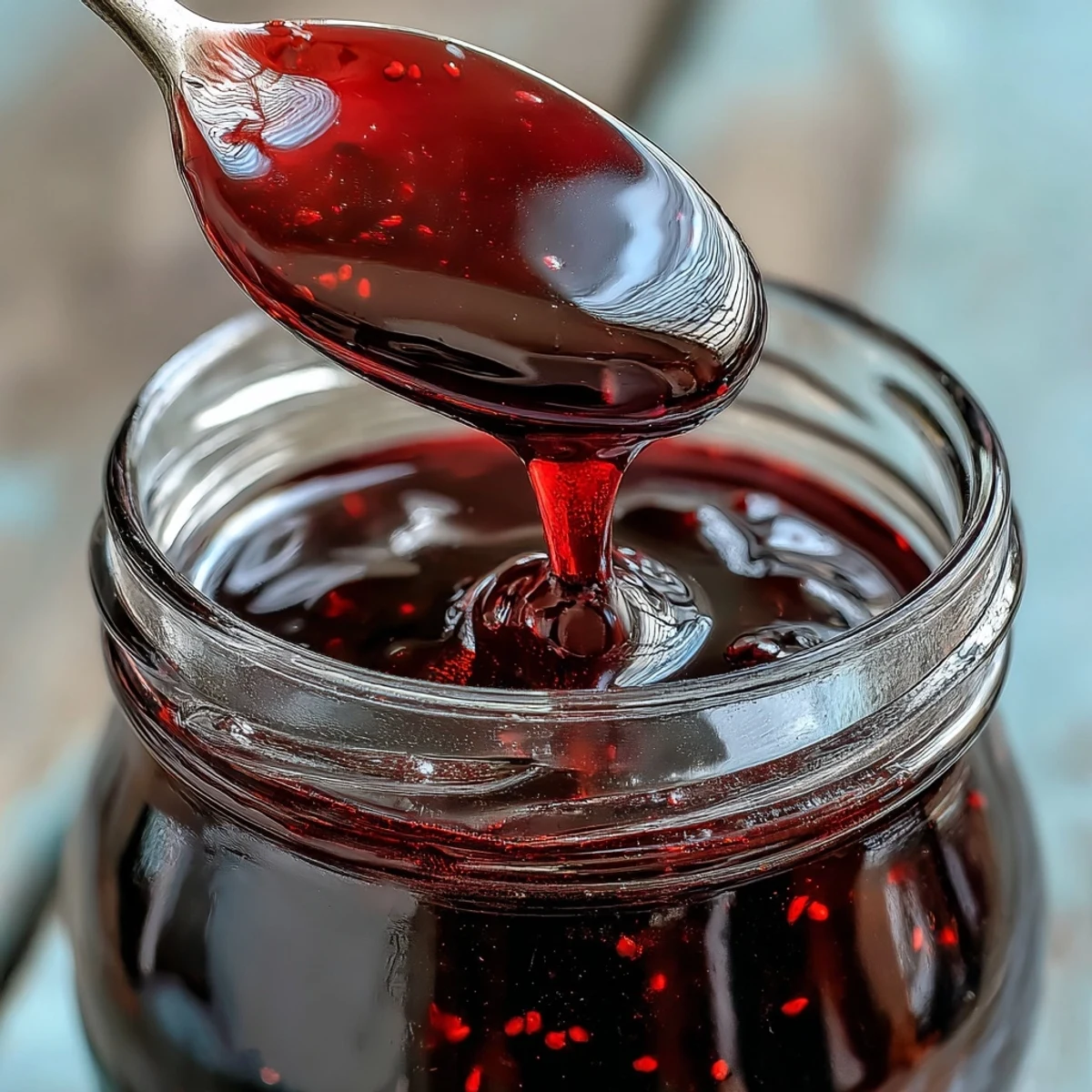 Glistening jars of homemade Black Currant Jelly, a deep purple preserve with a sweet-tart flavor perfect for toast.
