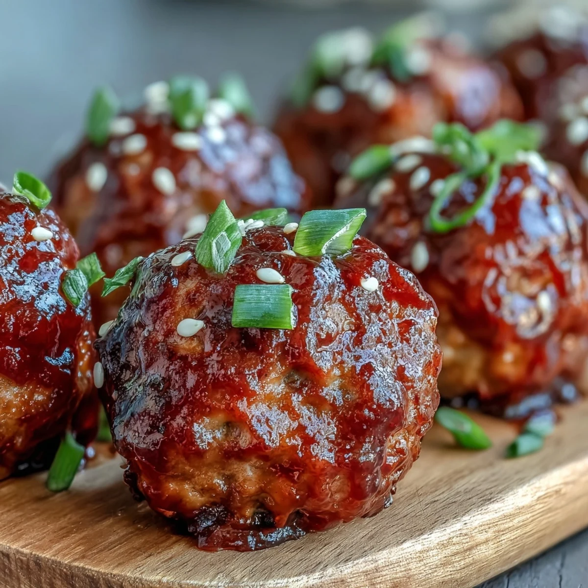 Savory Spicy Chili Honey Turkey Meatballs tossed in a glossy red sauce, ready to be served over steamed rice or in lettuce wraps for dinner.