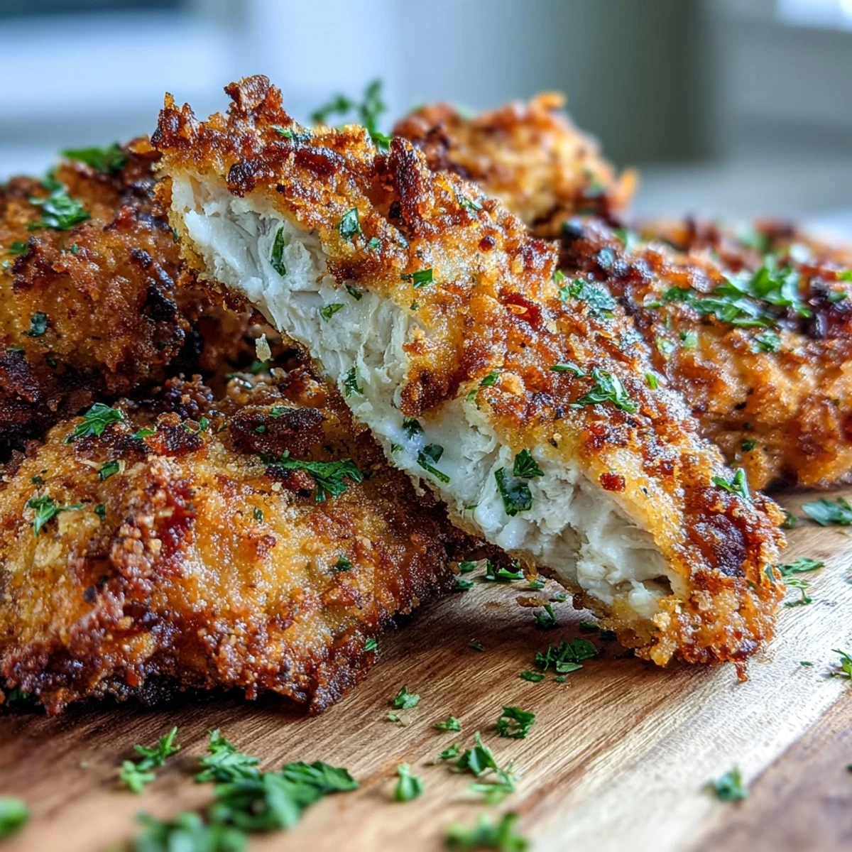 Golden-baked Crispy Panko Ranch Chicken Tenders arranged on a plate with a side of creamy dipping sauce.