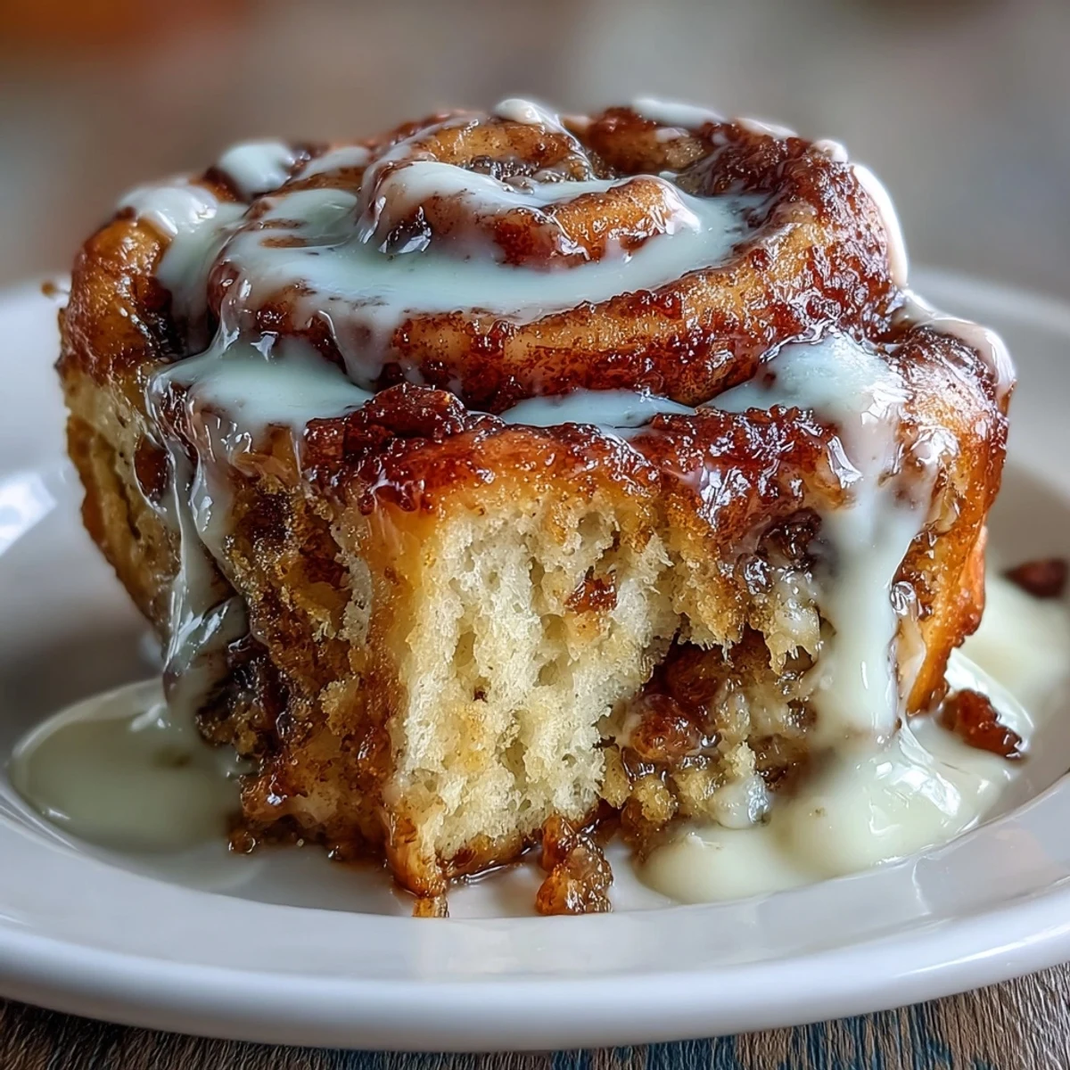 Gooey banana bread cinnamon rolls filled with rich cinnamon sugar, drizzled with sweet icing and served warm for ultimate comfort.
