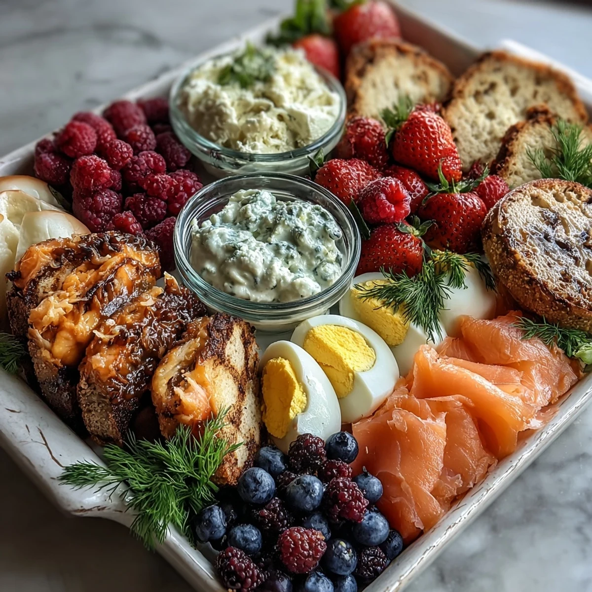 Vibrant Galentines brunch board with assorted bagels, lox, and fresh berries, perfect for sharing with friends.  