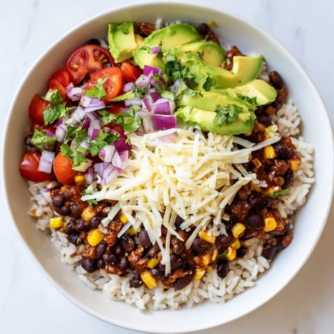 Fluffy rice and black beans are the base for these flavorful Rice, Bean, and Corn Burrito Bowls.