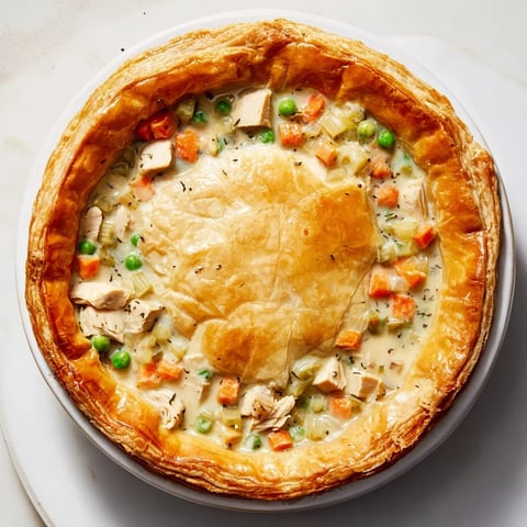 Golden-crusted Marry Me Chicken Pot Pie bubbling with creamy chicken and vegetable filling.