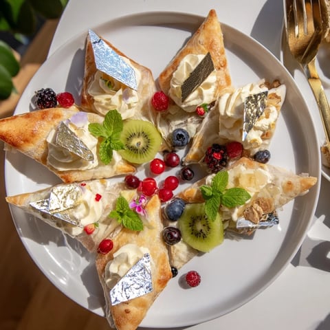 Golden-baked Luxury Diamond Engagement Platter desserts beautifully arranged with sparkling fruits and white chocolate.