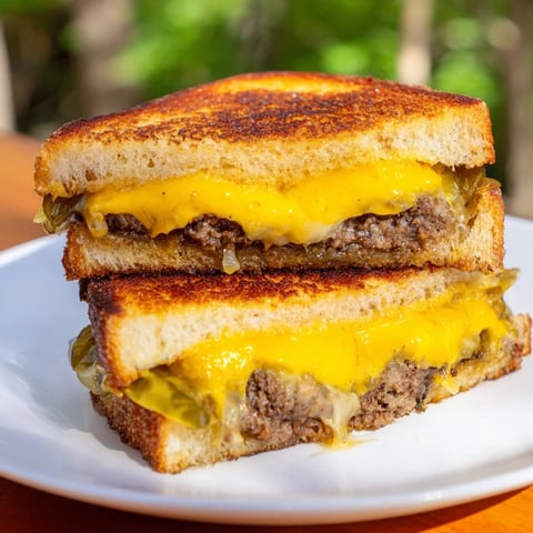 Golden, melty cheddar and a juicy smashed burger star in this amazing grilled cheese.