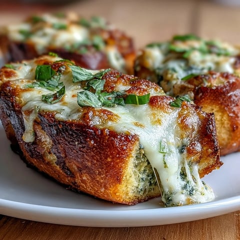 Golden Pesto Chicken Garlic Bread Boats, baked and bubbling with melted mozzarella, served fresh from the oven.