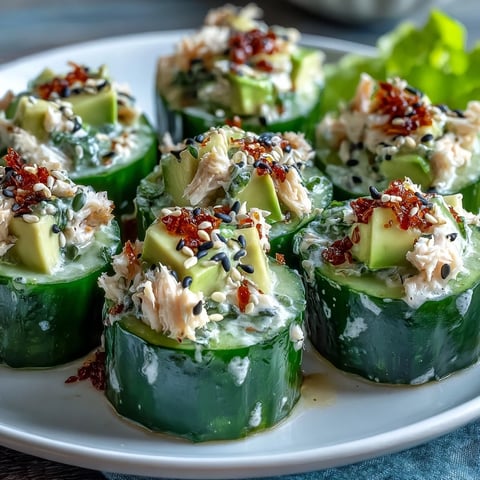 California Roll Cucumber Salad with creamy avocado and crab in a sushi-style dressing.