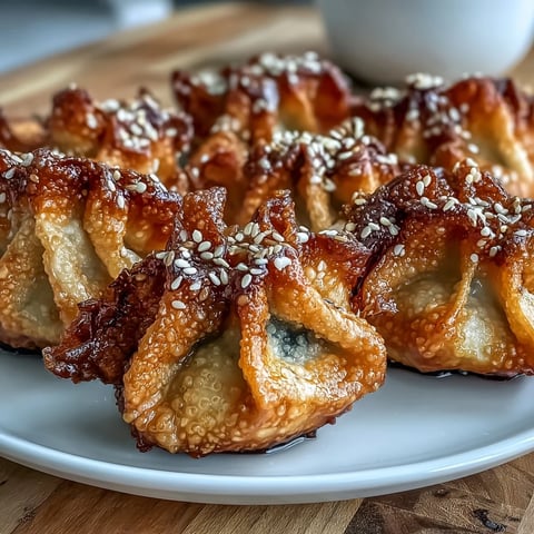 Golden air fryer chicken dumplings with crispy edges, served with savory sesame soy dipping sauce.  