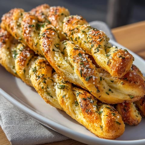 These aromatic Fresh Herb-Infused Olive Oil Breadsticks, dusted with herbs and sea salt, offer a taste of Italy.