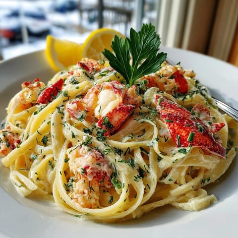 Tender chunks of lobster star in this delicious Maine Lobster Roll Pasta recipe, visually stunning.