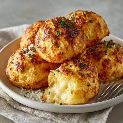 Freshly baked cheese puffs with crisp exteriors, served warm as a savory party appetizer.