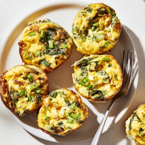Savory Garlic Scallion Pancake Frittatas, a fusion recipe with fluffy eggs; serve warm.