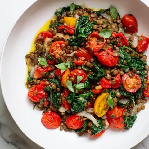 Lentil Tomato Skillet Herbs