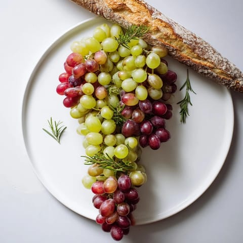 Vivid red and green grapes cascade down, arranged as a fabulous Vineyard Grape Cluster design.