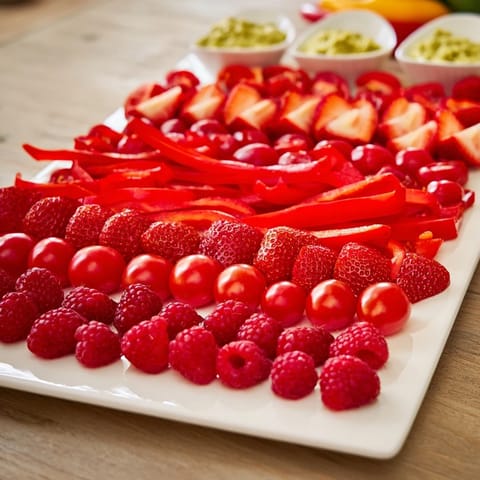 A stunning Rainbow Pride Spectrum appetizer showcases a spectrum of fresh ingredients, artfully arranged for the celebration.