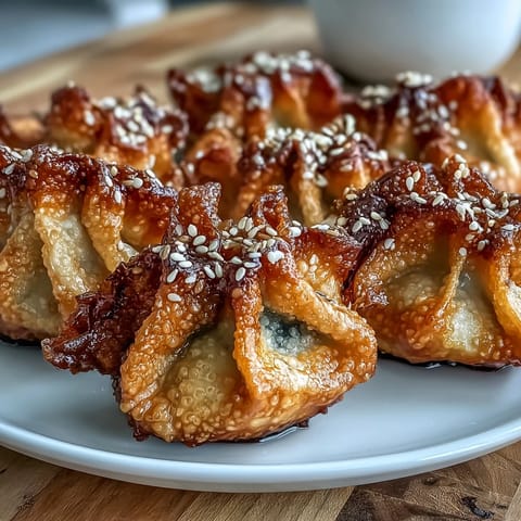 Golden air fryer chicken dumplings with crispy edges, served with savory sesame soy dipping sauce.  