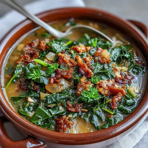Smoky collard greens with tender smoked turkey and sweet onions in a savory broth.