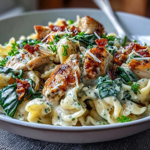 Creamy lemon orzo with tender chicken and fresh spinach, a bright and satisfying Mediterranean-inspired dinner.  