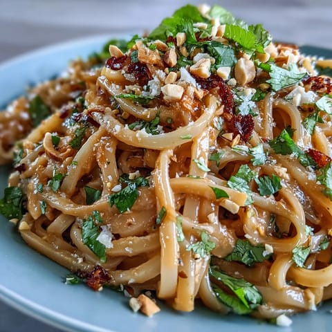 A colorful Thai peanut noodle salad with vibrant vegetables and creamy peanut-lime dressing in a serving bowl.  