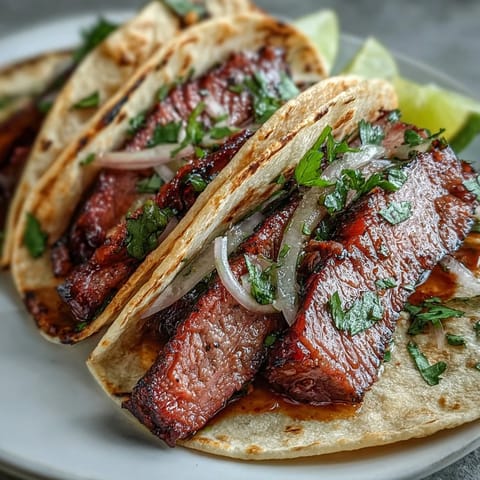 Mouthwatering smoked brisket tacos with zesty pickled red onion.