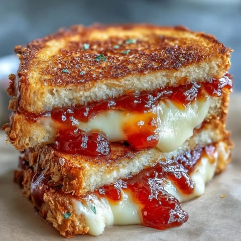 Golden, gooey grilled cheese with sweet, tangy homemade tomato jam.