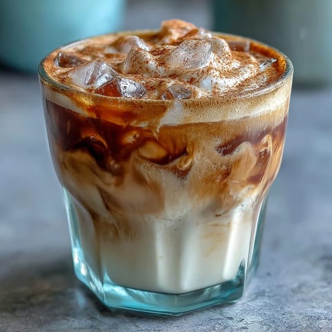 Horchata Espresso Cloud: creamy layered drink with iced cinnamon-rice milk and frothy foam.