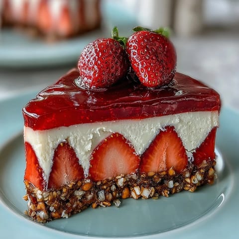 Sweet and salty Strawberry Pretzel Jello Salad with fresh berry layer.