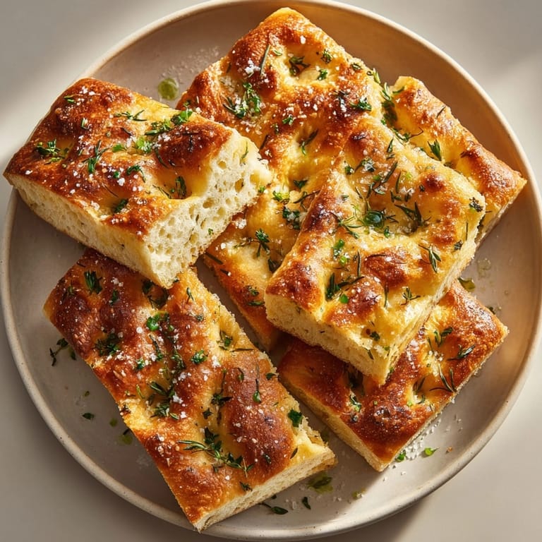Warm, crusty Lemon Thyme Focaccia fresh from the oven, with fragrant lemon and thyme flavors.