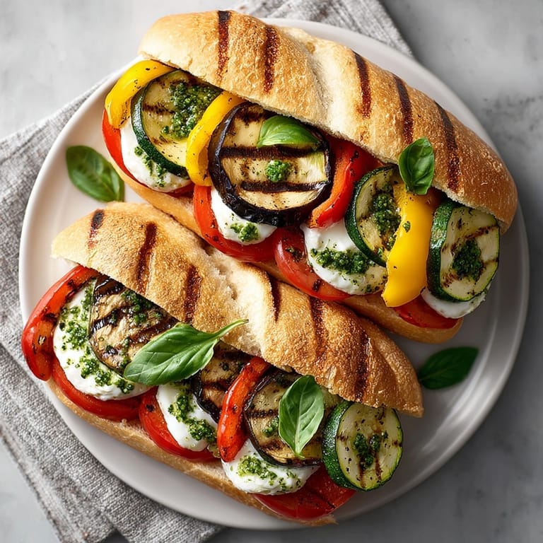 Enjoy the flavors of grilled vegetables and a creamy aioli in these Grilled Vegetable Caprese Sandwiches.