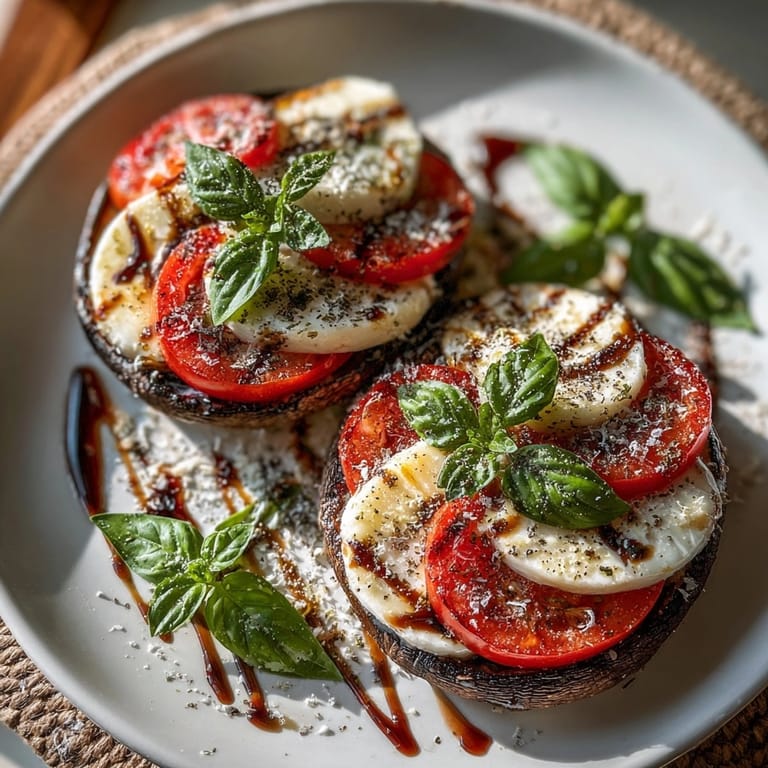 Delectable Caprese Stuffed Portobello Mushrooms – a vegetarian delight, featuring fresh tomatoes and creamy mozzarella for a flavorful meal.