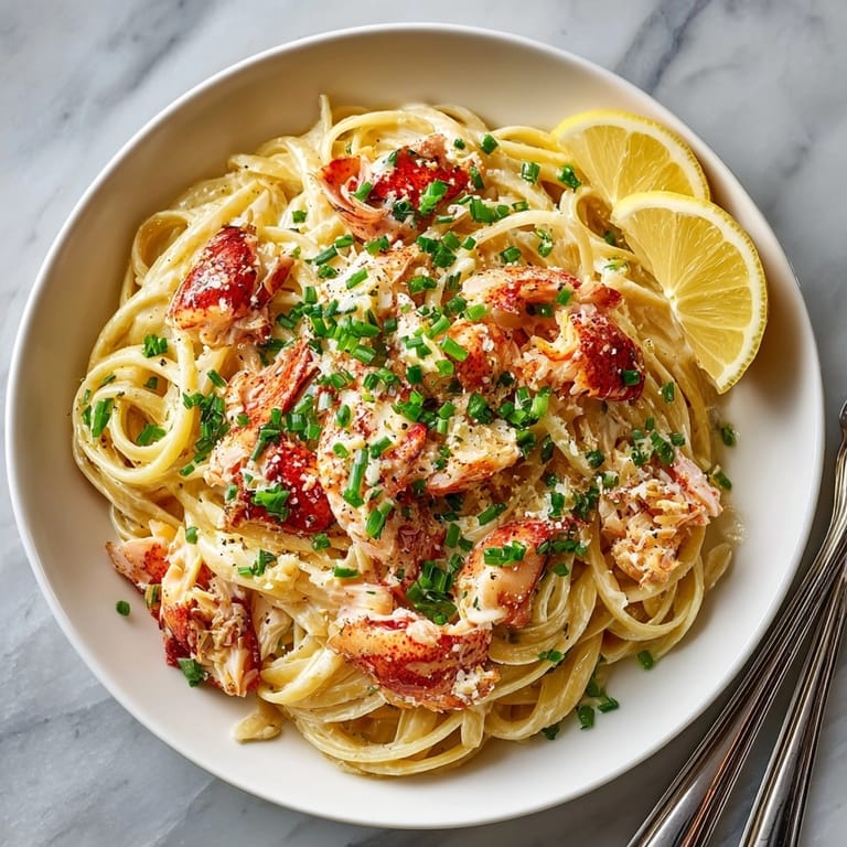 Imagine a vibrant bowl of Maine Lobster Roll Pasta with a lemon-dill sauce, garnished and irresistible.