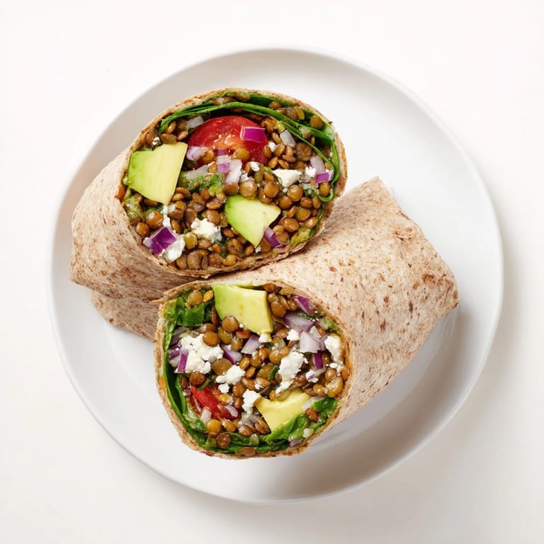 Warm, flavorful Avocado Lentil Breakfast Wrap recipe: easy, vegetarian protein for busy mornings.