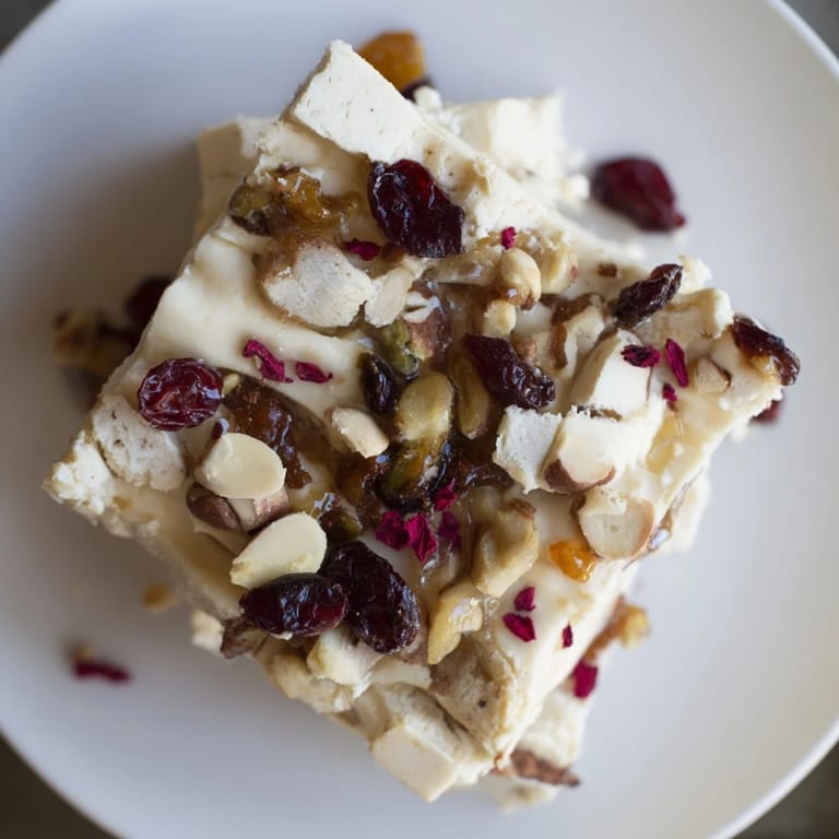 Delicious Charcuterie Board Sugar Cookie Fudge, drizzled with honey and studded with toppings.