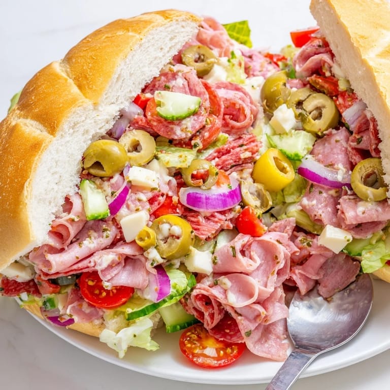 Delicious Flavor Mash-Up Sandwiches bursting with savory ingredients and zesty dressing.  