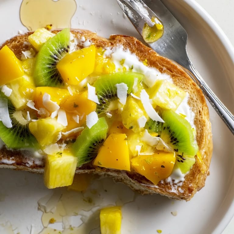 Savor the delectable blend of flavors in this colorful Yogurt-Custard Toast creation.