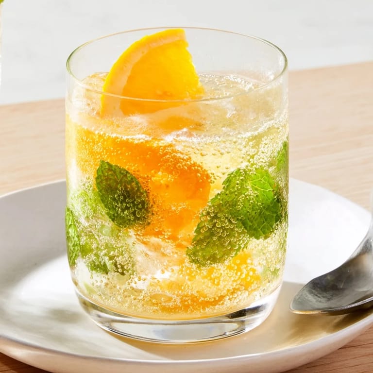 Homemade probiotic soda mocktail served over ice for a bubbly summer treat.  