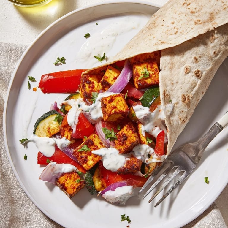 Delicious plant-based twist on viral recipes, served in warm whole wheat wraps.  