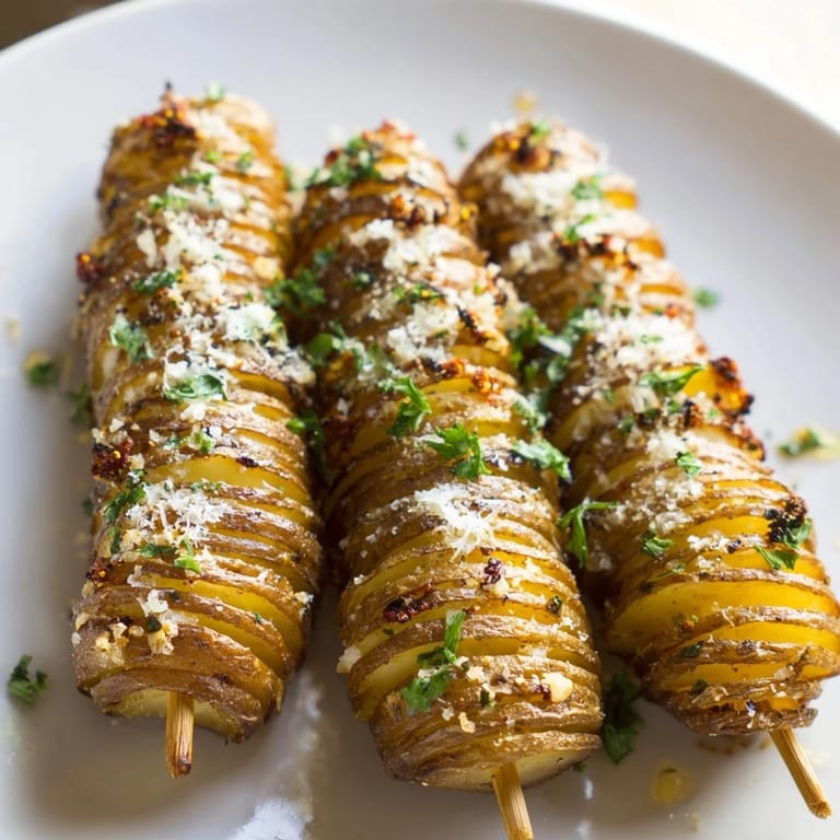 Air-fryer tornado potatoes topped with Parmesan and parsley, a delicious vegetarian treat.