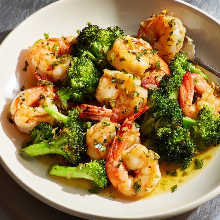 Bright, buttery lemon butter shrimp & broccoli, served with fresh parsley and a squeeze of lemon.